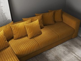 Colțar extensibil dumonde cu ladă de depozitare si sezut confortabil din spuma high-density, Gloria Ambience Mustar 320x183 cm