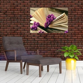 Tablou cu cartea și lavanda (90x60 cm)