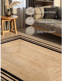 Covor negru/în culoare naturală reversibil/țesut manual din iută 120x170 cm Jutta – Hanse Home