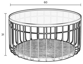 Măsuță de cafea cu blat de sticlă White Label Lance, ø 60 cm, negru