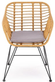 Scaun rattan K541 natur/gri