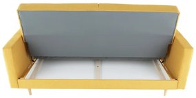 Set complet tapitat de canapea cu fotoliu, tesatura de culoare mustar, AMEDIA
