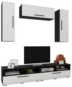 Living Kos haaus V18, Negru/Alb Lucios, MDF, L 190 cm