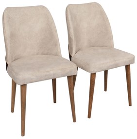 Set 2 scaune haaus Nova, Crem/Nuc, textil, picioare metalice