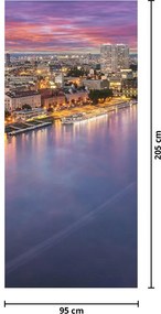 Fototapet pentru ușă - Bratislava cu râu noaptea (95x205cm)