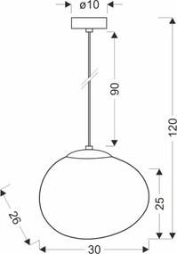 BRILAGI - Lampă suspendată pe cablu PEBBLES 1xE27/40W/230V Ø 30 cm neagră