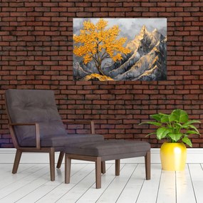 Tablou – Arbore auriu în munți (90x60 cm)