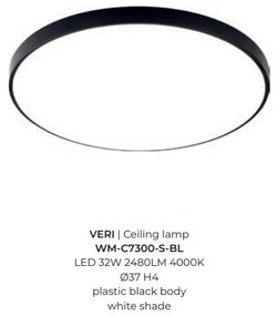 Plafoniera LED moderna design slim VERI 37cm, negru