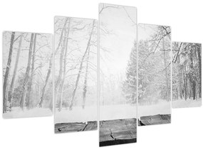 Tablou - Pier de lemn în timpul iernii (150x105 cm)