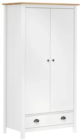 Sifonier cu 2 usi Hill Range, alb, 89x50x170 cm, lemn masiv pin Alb si maro, 1