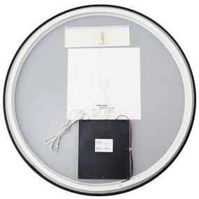 🪞 Oglindă LED cu Touch și Funcție Dezaburire, 3 Tipuri de Lumină – Ø80 cm, Ramă Negru Mat, Model J188-80 Smack