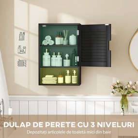 HOMCOM Dulap de Baie, Dulap Suspendat cu Rafturi Reglabile, 40 x 20 x 60 cm, Negru | Aosom Romania