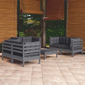 Set mobilier grădină cu perne, 7 piese, lemn masiv de pin
