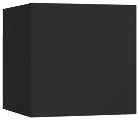 Set dulap TV, 8 piese, negru, PAL Negru, 60 x 30 x 30 cm, 8