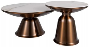 Set 2 masute de cafea Vera alb/cupru ø75/ø50
