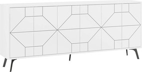 Comoda TV DUNE, alb/negru, PAL melaminat, 184x35x77 cm