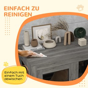 PawHut Cușcă pentru câini, Cușcă pentru căței, cu pernă rezistentă la apă, grilaj de oțel, piciorușe ajustabile, 94x60x71,5 cm | Aosom Romania