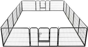 vidaXL Țarc pentru câini, 16 panouri, oțel, 60 x 80 cm, negru