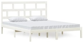 3101229 vidaXL Cadru de pat, alb, 160x200 cm, lemn masiv de pin