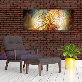 Tablou abstract cu copac (120x50 cm)