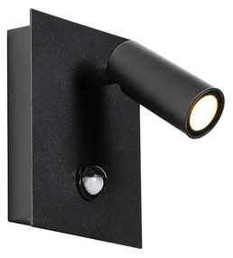 Lampă de perete exterioară neagră cu LED inclus IP54 senzor de mișcare - Simon