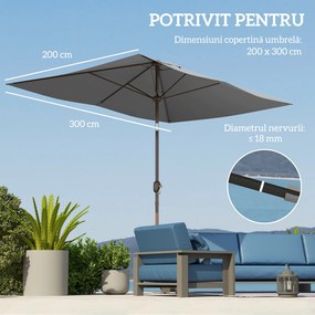 Outsunny Copertină de Rezervă pentru Umbrelă cu Ventilație în Partea Superioară, 300x200 cm, Verde | Aosom Romania