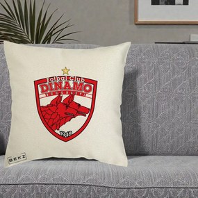 Perna Personalizata FC Dinamo Bucuresti 1948 Fotbal, 40x40 cm, Ecru, Husa Detasabila, Perna Inclusa, BEKZ®