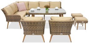 Mobilier de grădină Bilbao Comida 7 + 2 pufuri Garden Point maro