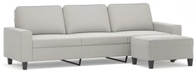 3153540 vidaXL Canapea cu 3 locuri și taburet, gri deschis, 210 cm, microfibră