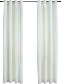 vidaXL Draperii opace cu inele, 2 buc., crem, 140 x 225 cm, catifea