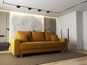 Canapea extensibilă dumonde cu ladă de depozitare si sezut confortabil din spuma high-density, Kronos Ambience Mustar 210x100 cm