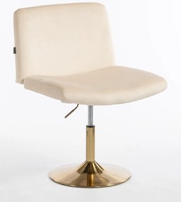 HR150N Scaun Crem din Catifea cu Bază Aurie