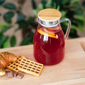 Carafă de sticlă cu capac 4Home BambooHot&Cool, 1,7 l