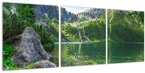 Tablou cu lac în munții Tatra (cu ceas) (90x30 cm)