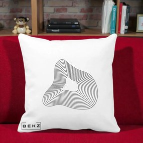 Perna Decorativa Abstract Linii Organice, 40x40 cm, Alba Mata, Husa Detasabila, Perna Inclusa, BEKZ®