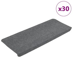 vidaXL Covorașe scară autoadezive 30 buc Gri 65x24,5x3,5 cm