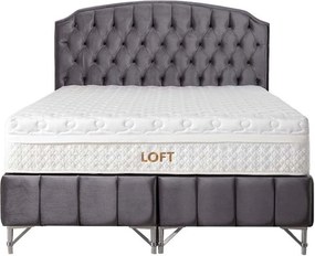 Pat LOFT 160x200, stofa catifelata gri - Nil 18, cu somiera si spatiu
