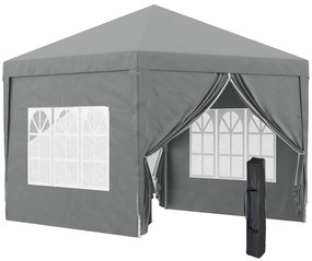 Outsunny Foișor de Grădină Impermeabil, cu Panouri Laterale Pliabile din Oțel și Acoperiș, 2,95x2,95x2,58 m, Verde | Aosom Romania