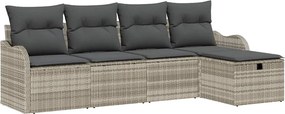 vidaXL Set de canapele pentru grădină 5 pcs Gri deschis Rattan poli