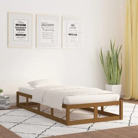 820824 vidaXL Cadru de pat mic single 2FT6 maro miere, 75x190 cm, lemn masiv