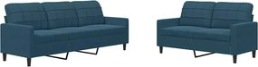 vidaXL Set de canapele cu perne, 2 piese, albastru, catifea