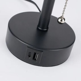 Brilagi - Lampă de birou TABLON cu port USB 1xE27/25W/230V negru/alb