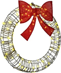 vidaXL Coroană cu 80 LED Alb cald 90 x 90 x 9 cm Ratan