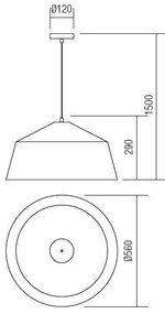Lustră pe cablu Redo 01-1102 AYLA 1xE27/42W/230V d. 56 cm auriu