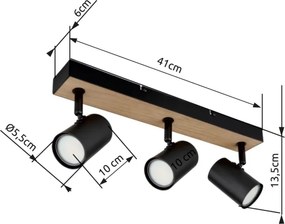 Spot ROBBY 3xGU10/35W/230V negru/maro Globo 57911-3BW
