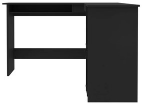 Birou de colț în formă de l, negru, 120 x 140 x 75 cm, pal