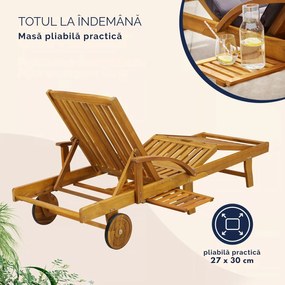 Șezlong de grădină TAMI SUN, 195,5x69x85cm, natur maro Jurhan
