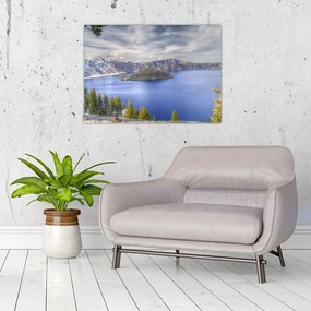 Tablou pe sticlă lacul montan (70x50 cm)