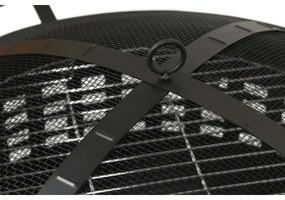 Vatră portabilă pe lemn cu grătar neagră