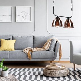 Lustră pe lanț MARIO 2xE27/60W/230V alamă